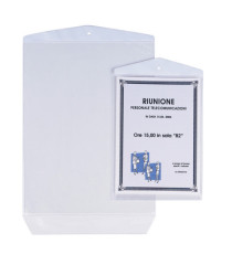 Buste Porta Avvisi Appendicartello - PVC - 22 x 30 cm - trasparente - Sei Rota - conf. 10 pezzi Buste Porta Avvisi Appendicartello - PVC - 22 x 30 cm - trasparente - Sei Rota - conf. 10 pezzi
