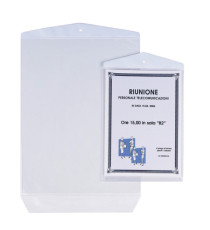 Buste Porta Avvisi Appendicartello - PVC - 22 x 30 cm - trasparente - Sei Rota - conf. 10 pezzi Buste Porta Avvisi Appendicartello - PVC - 22 x 30 cm - trasparente - Sei Rota - conf. 10 pezzi