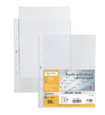 Buste forate Atla - leggera - buccia - 22x30 cm - trasparente - Sei Rota - conf. 50 pezzi Buste forate Atla - leggera - buccia - 22x30 cm - trasparente - Sei Rota - conf. 50 pezzi