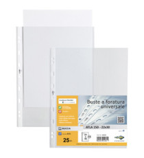 Buste forate Atla - pesante - buccia - 22 x 30 cm - trasparente - Sei Rota - conf. 25 pezzi Buste forate Atla - pesante - buccia - 22 x 30 cm - trasparente - Sei Rota - conf. 25 pezzi