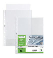 Buste forate Atla T - pesante - liscio - 15 x 21 cm - trasparente - Sei Rota - conf. 25 pezzi