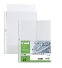Buste forate Atla T - pesante - liscio - 30 x 42 cm (libro) - trasparente - Sei Rota - conf. 10 pezzi Buste forate Atla T - pesante - liscio - 30 x 42 cm (libro) - trasparente - Sei Rota - conf. 10 pezzi