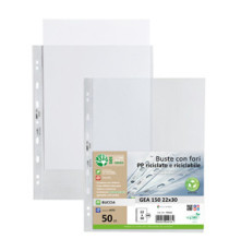 Buste forate Gea 150 - PP riciclato - buccia pesante - 22 x 30 cm - Sei rota - conf. 50 pezzi