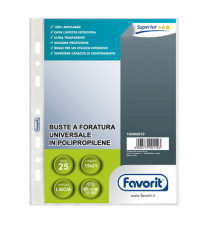 Buste forate Special PP - Superior - liscio - 15 x 21 cm - trasparente - Favorit - conf. 25 pezzi