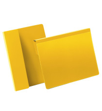 Buste identificative - con aletta pieghevole - A5 orizzontale - giallo - Durable - conf. 50 pezzi