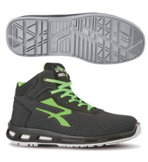 Calzatura di sicurezza Hard S3 SRC - pelle idrorepellente - numero 40 - grigio scuro/verde - U-Power Calzatura di sicurezza Hard S3 SRC - pelle idrorepellente - numero 40 - grigio scuro/verde - U-Power