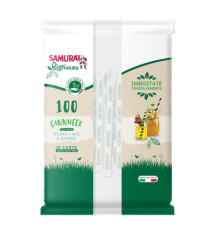 Cannuccia in carta - 14 cm - nero/bianco-avana - imbustata singolarmente - Samurai Party - conf. 100 pezzi