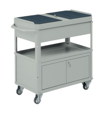Carrello da lavoro - 2 vasche da 80 x 45 cm - con baule e portattrezzi - 92 x 47,8 x 87,5 cm - grigio - Tecnotelai Carrello da lavoro - 2 vasche da 80 x 45 cm - con baule e portattrezzi - 92 x 47,8 x 87,5 cm - grigio - Tecnotelai