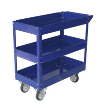Carrello da lavoro - 3 ripiani - 84 x 41 x 82 cm - portata max 100 kg - acciaio verniciato - blu - Serena Group