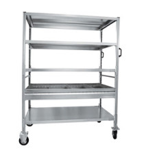 Carrello da lavoro - 4 piani - con vaschetta - 131 x 67 x 165,5 cm - 250 kg - zincato - Tecnotelai Carrello da lavoro - 4 piani - con vaschetta - 131 x 67 x 165,5 cm - 250 kg - zincato - Tecnotelai