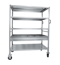 Carrello da lavoro - 4 piani - con vaschetta - 131 x 67 x 165,5 cm - 250 kg - zincato - Tecnotelai Carrello da lavoro - 4 piani - con vaschetta - 131 x 67 x 165,5 cm - 250 kg - zincato - Tecnotelai