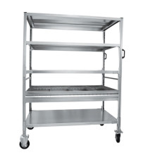 Carrello da lavoro - 4 piani - con vaschetta - 131 x 67 x 165,5 cm - 250 kg - zincato - Tecnotelai Carrello da lavoro - 4 piani - con vaschetta - 131 x 67 x 165,5 cm - 250 kg - zincato - Tecnotelai