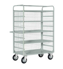 Carrello da lavoro - 4 piani estraibili - con sponde rete - 132 x 67 x 177 cm - 450 kg - grigio - Tecnotelai Carrello da lavoro - 4 piani estraibili - con sponde rete - 132 x 67 x 177 cm - 450 kg - grigio - Tecnotelai