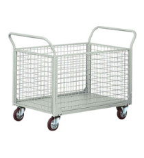 Carrello da lavoro - 4 sponde rete - laterali asportabili - 300 kg - grigio - Tecnotelai Carrello da lavoro - 4 sponde rete - laterali asportabili - 300 kg - grigio - Tecnotelai