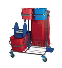 Carrello per pulizie Star 2 - cromato - 48 L - 82 x 71 x 105 cm - Taxon