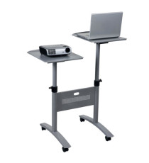 Carrello Twin - per proiettori multimediali - 2 ripiani - con ruote - 86 x 60 x 120 cm - grigio - Nobo