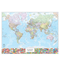Carta geografica Mondo con Bandiere - murale - 132 x 97 cm - Belletti