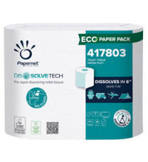 Carta igienica DissolveTech - 9,5 cm x 94 mt - diametro 12,1 cm - 850 strappi - Papernet - pacco 4 rotoli
