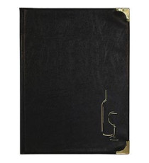 Carta dei vini Basic - A4 - 31,5 x 24 cm - PVC - nero - 4+2 buste fisse incluse - Securit