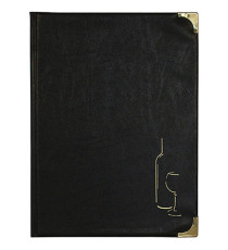 Carta dei vini Basic - A4 - 31,5 x 24 cm - PVC - nero - 4+2 buste fisse incluse - Securit