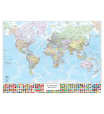 Carta geografica Mondo con Bandiere - murale - 132 x 97 cm - Belletti
