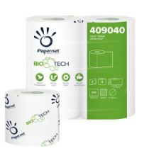 Carta igienica standard Bio Tech - 2 veli - 250 strappi - 15,5 gr - 9,5 cm  x 27,5 mt - Papernet - pacco 4 rotoli