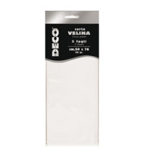 Carta velina - 20 gr - 50 x 76 cm - bianco - Deco - busta 5 fogli Carta velina - 20 gr - 50 x 76 cm - bianco - Deco - busta 5 fogli