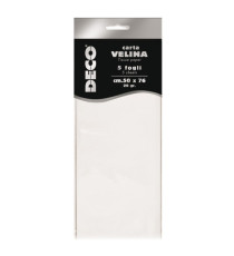 Carta velina - 20 gr - 50 x 76 cm - bianco - Deco - busta 5 fogli Carta velina - 20 gr - 50 x 76 cm - bianco - Deco - busta 5 fogli