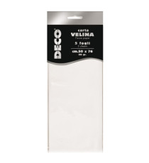 Carta velina - 20 gr - 50 x 76 cm - bianco - Deco - busta 5 fogli Carta velina - 20 gr - 50 x 76 cm - bianco - Deco - busta 5 fogli