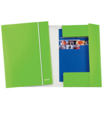 Cartella con elastico WOW - cartoncino plastificato - 3 lembi - 25x35 cm - verde lime - Leitz Cartella con elastico WOW - cartoncino plastificato - 3 lembi - 25x35 cm - verde lime - Leitz