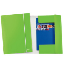 Cartella con elastico WOW - cartoncino plastificato - 3 lembi - 25x35 cm - verde lime - Leitz Cartella con elastico WOW - cartoncino plastificato - 3 lembi - 25x35 cm - verde lime - Leitz