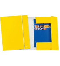 Cartella con elastico WOW - cartoncino plastificato - 3 lembi - 25x35cm - giallo - Leitz Cartella con elastico WOW - cartoncino plastificato - 3 lembi - 25x35cm - giallo - Leitz