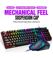 Tastiera + mouse gaming retroilluminata TF200 104 TASTI QWERTY - Design compatto Dimensioni: 445x135x4mm - mouse 2400dpi Tastiera + mouse gaming retroilluminata TF200 104 TASTI QWERTY - Design compatto Dimensioni: 445x135x4mm - mouse 2400dpi