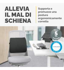 Cuscino Lombare Confort Breyta - 33 x 38 x 9 cm - in tessuto - nero - Fellowes Cuscino Lombare Confort Breyta - 33 x 38 x 9 cm - in tessuto - nero - Fellowes