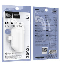 Power bank compatto Hoco J147 bianco con connettore type-c integrato 3000mAh 2A ricarica rapida, piccolo e tascabile 88gr usb-c Power bank compatto Hoco J147 bianco con connettore type-c integrato 3000mAh 2A ricarica rapida, piccolo e tascabile 88gr usb-c