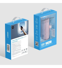 Power bank compatto Veger W0573P rosa glitterato con connettore lightning integrato 5000mAh PD QC3.0 2.4A 12W ricarica rapida Power bank compatto Veger W0573P rosa glitterato con connettore lightning integrato 5000mAh PD QC3.0 2.4A 12W ricarica rapida