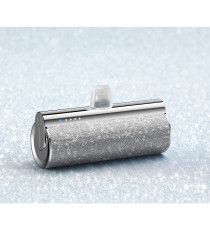 Power bank compatto Veger W0573P silver glitterato con connettore lightning integrato 5000mAh PD QC3.0 2.4A 12W ricarica rapida Power bank compatto Veger W0573P silver glitterato con connettore lightning integrato 5000mAh PD QC3.0 2.4A 12W ricarica rapida