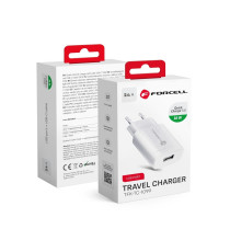 Caricabatterie da muro USB-A 2.4A Forcell F-Energy TC-1099 18W PD bianco caricatore Quick Charge 3.0 standard CE e LVD