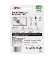 Batterie ricaricabili con presa type-c Tcbest 4pz stilo R6 (AA) 950 mAh cavo usb-a con 2 type-C,basta un cavo per ricaricarle