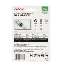 Batterie ricaricabili con presa type-c Tcbest 2pz stilo R6 (AA) 650 mAh cavo usb-a con 2 type-C,basta un cavo per ricaricarle