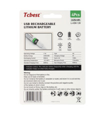 Batterie ricaricabili con presa type-c Tcbest 4pz stilo R6 (AA) 650 mAh cavo usb-a con 2 type-C,basta un cavo per ricaricarle