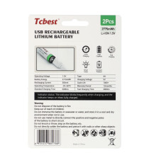 Batterie ricaricabili con presa type-c Tcbest 2pz stilo R6 (AA) 750 mAh cavo usb-a con 2 type-C,basta un cavo per ricaricarle