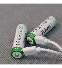 Batterie ricaricabili con presa type-c Tcbest 2pz mini stilo R3 (AAA) 180 mAh usb-a con 2 type-C,basta un cavo per ricaricarle