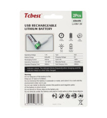Batterie ricaricabili con presa type-c Tcbest 2pz mini stilo R3 (AAA) 180 mAh usb-a con 2 type-C,basta un cavo per ricaricarle