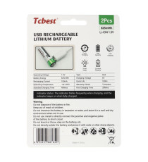 Batterie ricaricabili con presa type-c Tcbest 2pz mini stilo R3 (AAA) 220 mAh usb-a con 2 type-C,basta un cavo per ricaricarle