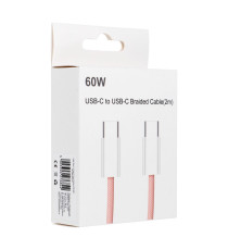 Cavo di ricarica da USB-C a type-c usb-c C263 rosa 2mt PD QC3.0 3A 60W ricarica e dati supporta Power Delivery 60W Charge 3.0