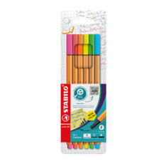 Fineliner Point 88 - tratto 0,4 mm - colori assortiti neon - Stabilo - conf. 6 pezzi Fineliner Point 88 - tratto 0,4 mm - colori assortiti neon - Stabilo - conf. 6 pezzi
