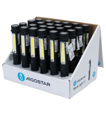 Torcia da lavoro Aigostar 3W 120 lumen 6500K luce fredda, a batteria Illuminazione anteriore e superiore, L16.6xW2.3xH3.1cm