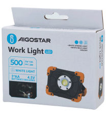 Torcia da lavoro Aigostar 5W 500 lumen 6500K luce fredda, a batteria 2 livelli di luminosità misura L12.5xW9.5xH3.8cm IP44 Torcia da lavoro Aigostar 5W 500 lumen 6500K luce fredda, a batteria 2 livelli di luminosità misura L12.5xW9.5xH3.8cm IP44