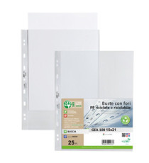 Buste forate Gea 100 - PP riciclato - buccia medium - 15 x 21 cm - Sei rota - conf. 25 pezzi